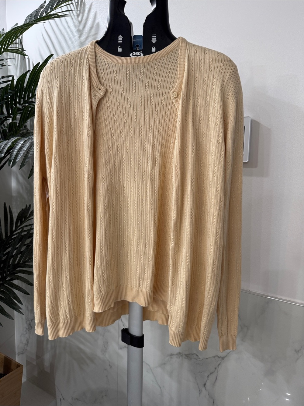 100% Silk 2 Piece Sweater Set in Golden Yellow